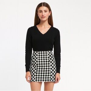 NWT Topshop A-line Mini Skirt in Black & White Plaid, Size 6
